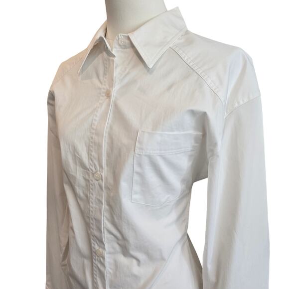Zara NWT White Sexy Open-back Tie Button Up Shirt Sz. Small - Picture 4 of 6